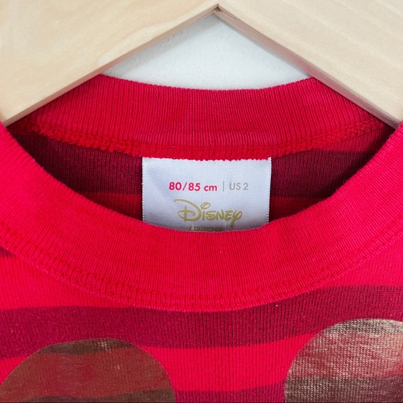 Hanna Andersson x Disney Red Striped Gold Mickey Logo Pajama PJ Top Long Sleeve - Picture 3 of 4